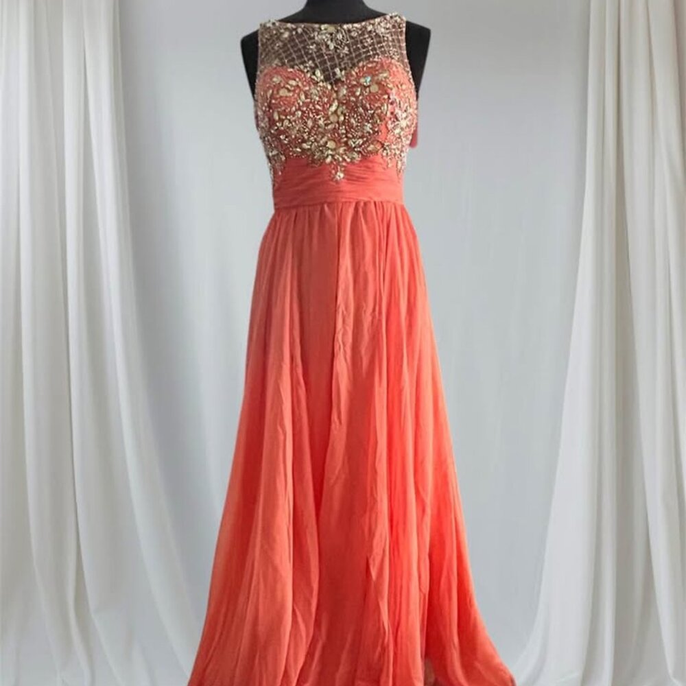 Jewel Detail A-line Chiffon Gown